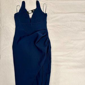 Fashion Nova My Evening Bandage Midi Dress - Navy (NEW WITH TAGS, NEVER WORN)